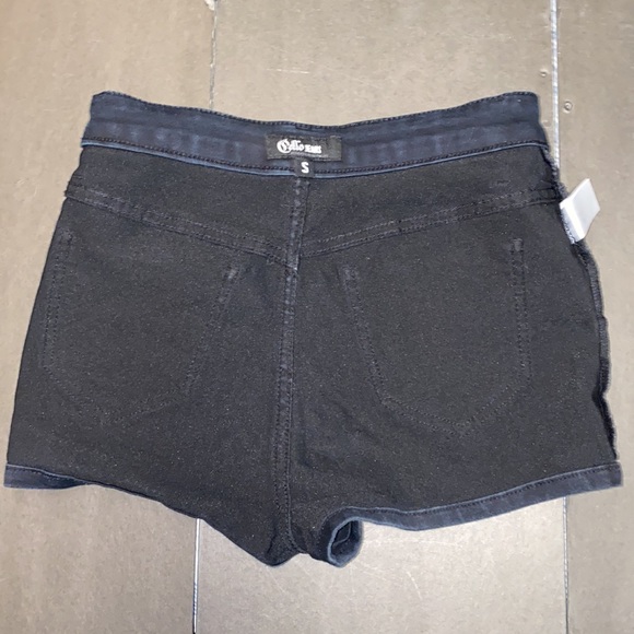 Cello Jeans Small Black Front Button Flap Stretch Denim Jean Shorts - Picture 12 of 14